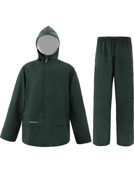 Traje de Lluvia Impermeable Unisex 3X Verde Oscuro Reflectante Traje de Lluvia Impermeable Unisex 3X Verde Oscuro Reflectante