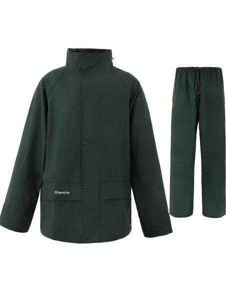 Traje de Lluvia Impermeable Unisex 3X Verde Oscuro Reflectante Traje de Lluvia Impermeable Unisex 3X Verde Oscuro Reflectante