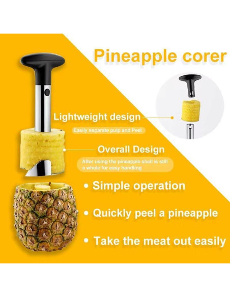 Cortador y Descorazonador de Piña Genérico Acero Inoxidable 17.78cm Cortador y Descorazonador de Piña Genérico Acero Inoxidable 17.78cm