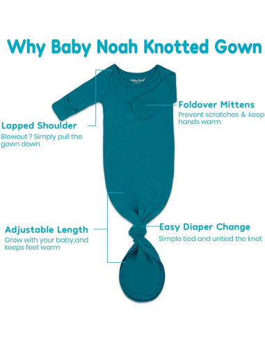 Conjunto de Gown Anudado Baby Noah 2-Pack Suave para Recién Nacidos