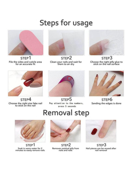Uñas Postizas Francesas Largas MAGFELL 10 Pcs Reutilizables Uñas Postizas Francesas Largas MAGFELL 10 Pcs Reutilizables