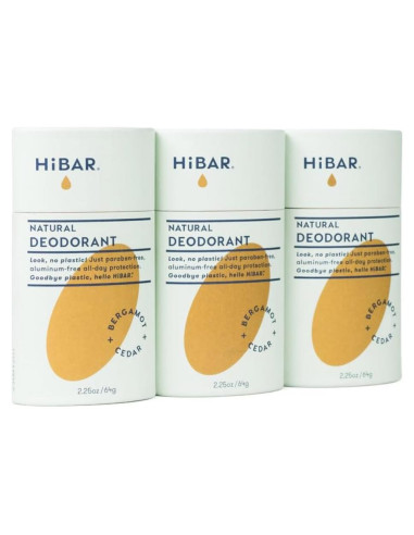 Desodorante Natural HiBAR Bergamota y Cedro - Paquete de 3