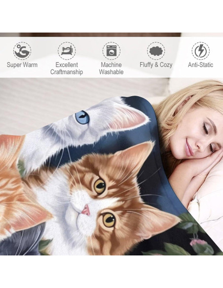 Manta de lanzamiento TOHTWAG para niños 127x102cm felpa gato Manta de lanzamiento TOHTWAG para niños 127x102cm felpa gato