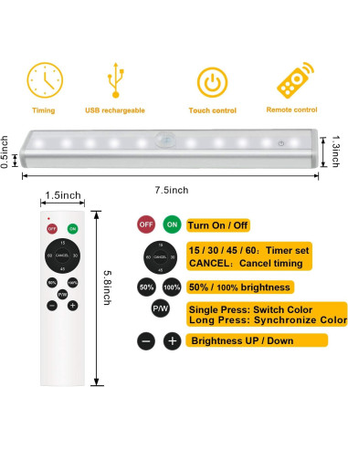 Luz LED Diomart para Armario 20-LED Inalámbrica con Control Remoto