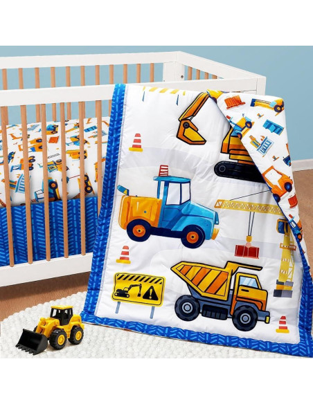 Juego de Ropa de Cuna 3 Piezas FIGEPO Construcción Azul Juego de Ropa de Cuna 3 Piezas FIGEPO Construcción Azul