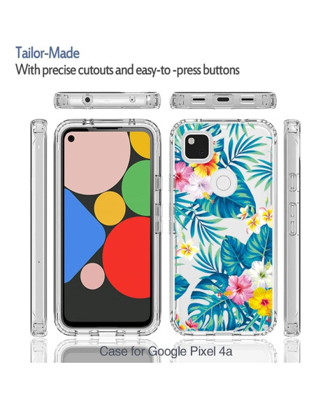 Funda Protectora Google Pixel 4A G025J Floral con Protector Funda Protectora Google Pixel 4A G025J Floral con Protector
