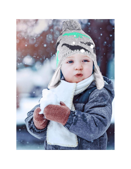 Conjunto de gorro y mitones de invierno para niños - Gris Conjunto de gorro y mitones de invierno para niños - Gris