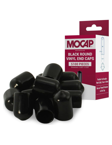 Tapas Redondas de Vinilo MOCAP Negras 1.27 cm - Paquete 102