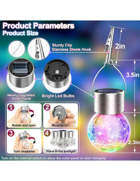 Luces Colgantes Solares AHongem - 12 Linternas LED Multicolor Luces Colgantes Solares AHongem - 12 Linternas LED Multicolor