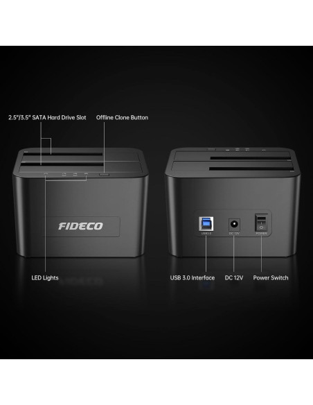 Dock de Disco Duro Externo FIDECO YPZ04-S2 USB 3.0 Clonación Offline Dock de Disco Duro Externo FIDECO YPZ04-S2 USB 3.0 Clonación Offline