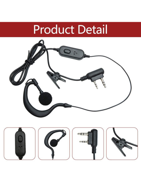 Auriculares BAOFENG 10 Pack con Micrófono 2 Pines K para Walkie Talkie Auriculares BAOFENG 10 Pack con Micrófono 2 Pines K para Walkie Talkie