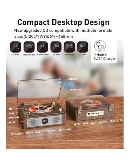 Reproductor de CD Bluetooth CARONSORT MSR-E300 con USB y FM Reproductor de CD Bluetooth CARONSORT MSR-E300 con USB y FM
