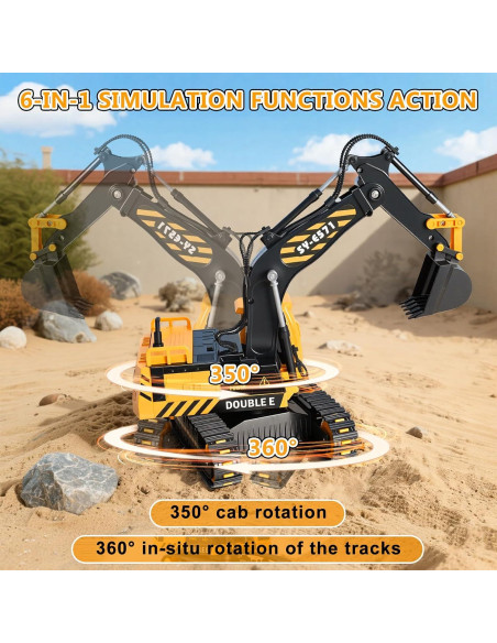 Excavadora RC DOUBLE E 6 Funciones Control Remoto 0.90 kg Excavadora RC DOUBLE E 6 Funciones Control Remoto 0.90 kg