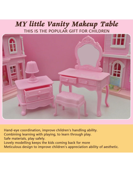 Conjunto de Muebles para Casa de Muñecas Hopelj - Tocador Rosa Conjunto de Muebles para Casa de Muñecas Hopelj - Tocador Rosa