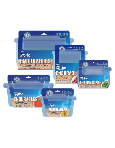Paquete de Bolsas y Contenedores Ziploc de Silicona Reutilizables