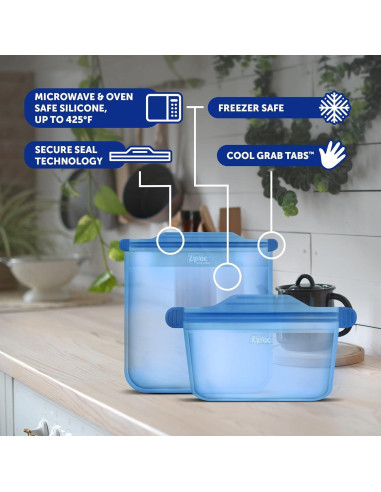Paquete de Bolsas y Contenedores Ziploc de Silicona Reutilizables