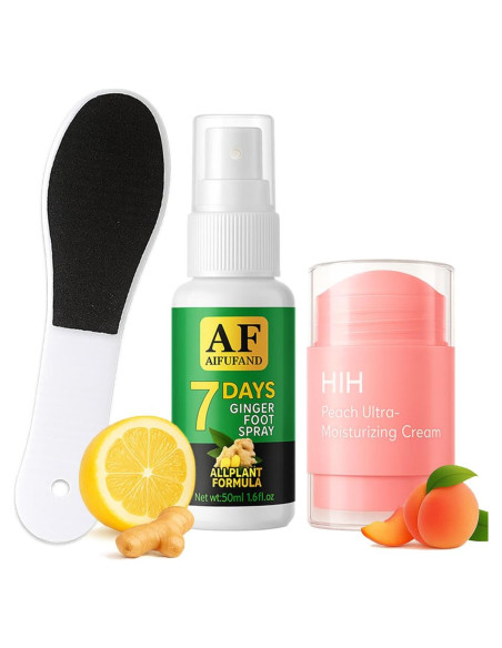 Kit de Cuidado de Pies Aifufand 3 Piezas - Spray Jengibre, Removedor Callos, Crema Hidratante Kit de Cuidado de Pies Aifufand 3 Piezas - Spray Jengibre, Removedor Callos, Crema Hidratante