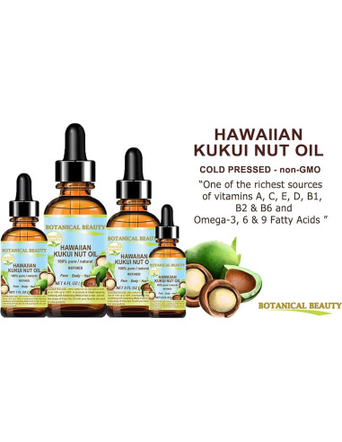 Aceite de Nuez KUKUI 100% Puro Natural 30 ml para Piel y Cabello