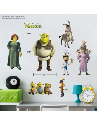 Calcomanías de Pared WALL PALZ Shrek - Set de 8 Stickers Vinilo