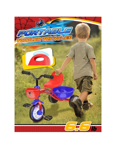 Triciclo para Niños Ackarido Spider 1-5 Años con Ruedas Iluminadas