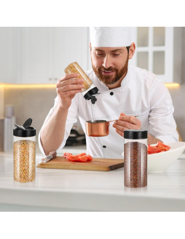 20 Tarros de Plástico para Especias 16 Oz Pafeooui - Reutilizables