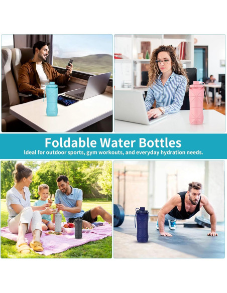 Botellas de Agua Plegables YCTMALL 600ML 2Pack Gris y Púrpura Botellas de Agua Plegables YCTMALL 600ML 2Pack Gris y Púrpura