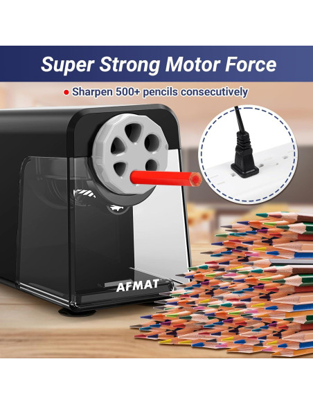 Afilador Eléctrico AFMAT PSX1 para Lápices 6 Agujeros Negro Afilador Eléctrico AFMAT PSX1 para Lápices 6 Agujeros Negro