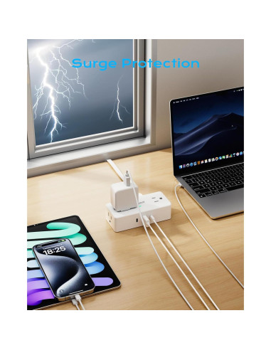 Protector de Sobretensión Kakyanill 4 Salidas 3 USB 900 Julios