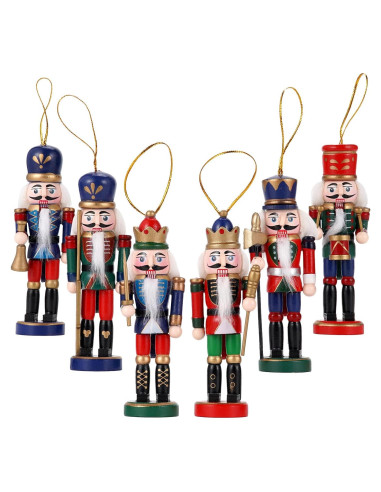Adornos Navideños Cascanueces de Madera COMBIUBIU - Juego de 6