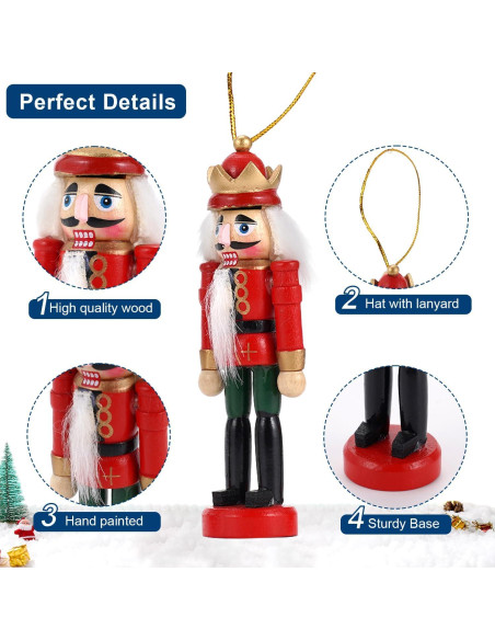 Adornos Navideños Cascanueces de Madera COMBIUBIU - Juego de 6 Adornos Navideños Cascanueces de Madera COMBIUBIU - Juego de 6
