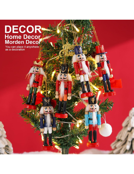 Adornos Navideños Cascanueces de Madera COMBIUBIU - Juego de 6 Adornos Navideños Cascanueces de Madera COMBIUBIU - Juego de 6