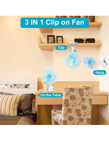 Ventilador de Clip KOCASO GPCT2843 20W 2 Velocidades Silencioso