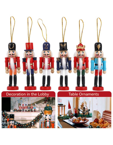 Adornos Navideños Cascanueces de Madera COMBIUBIU - Juego de 6