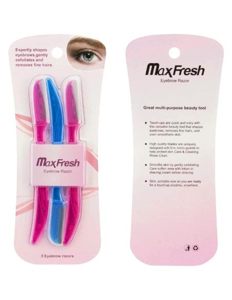 Cuchillas de Cejas Maxfresh - Set de 3 Piezas Rosa y Azul Cuchillas de Cejas Maxfresh - Set de 3 Piezas Rosa y Azul