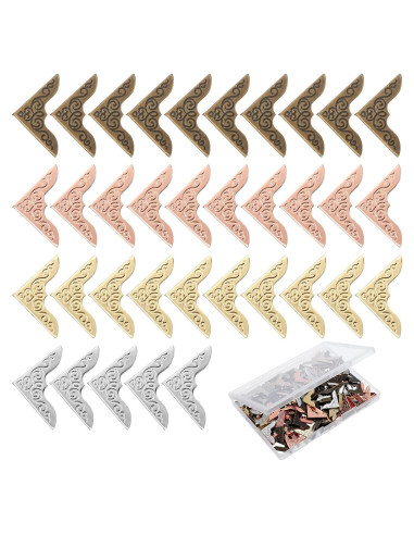 160 Protectores de Esquinas de Libros Metal Larrel - Bronce, Plata, Oro, Oro Rosa