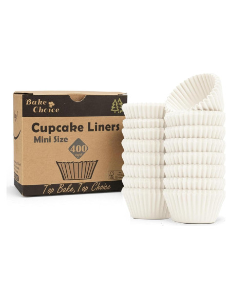 Forros de Cupcake Mini Bake Choice 400pcs Blancos Antiadherentes Forros de Cupcake Mini Bake Choice 400pcs Blancos Antiadherentes