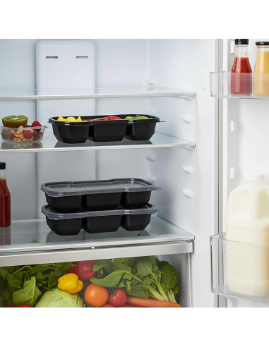 Hiceeden 50 Contenedores de Comida 473ml con 3 Compartimentos