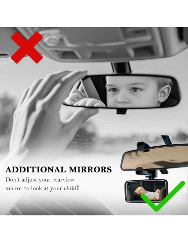 Espejo Retrovisor para Bebé YGDMD Ajustable 360 Negro