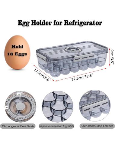 Soporte para Huevos BSTKEY 18 Huevos Plástico Transparente