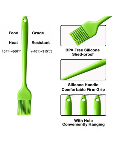 Brocha de Silicona Verde NXRACSH para Repostería 21.1 cm