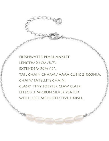 Tobillera de Perlas de Agua Dulce MEVECCO - Plata Esterlina 14K
