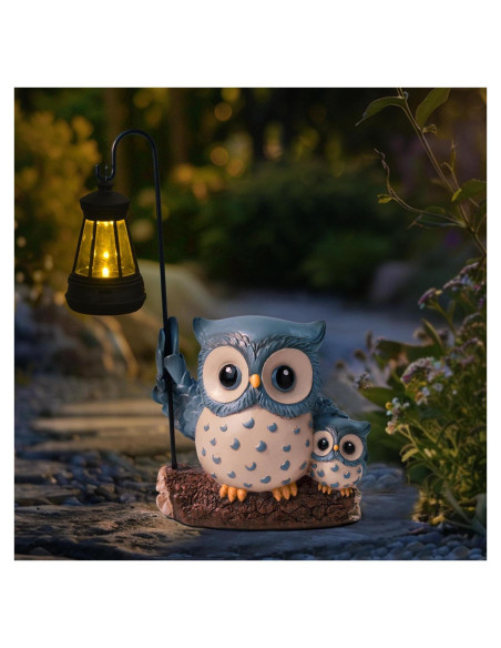 Estatua de Jardín Búho con Luz Solar LED Resina 16.3x9.4x15.7cm Estatua de Jardín Búho con Luz Solar LED Resina 16.3x9.4x15.7cm