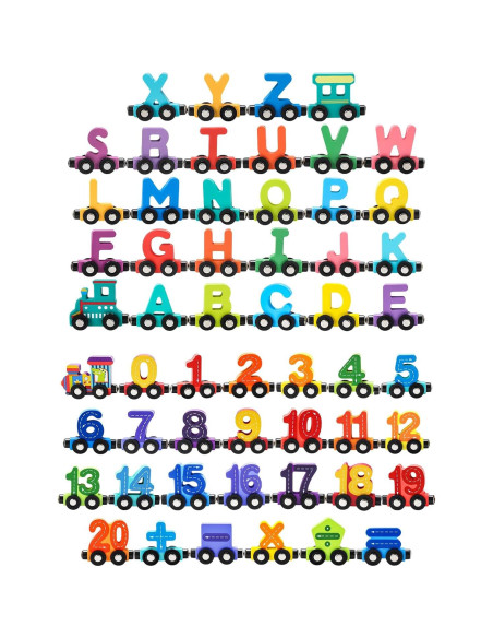 Juguetes de Tren Magnéticos Vinsot - Letras y Números de Madera Juguetes de Tren Magnéticos Vinsot - Letras y Números de Madera