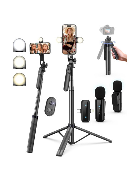 Kit de Vlogging Completo para iPhone/Android con Trípode 180cm Kit de Vlogging Completo para iPhone/Android con Trípode 180cm
