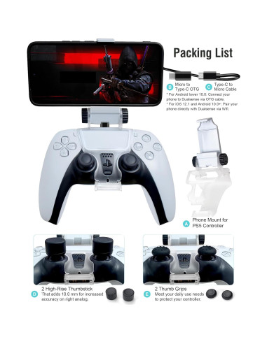 Soporte para Teléfono Joso para Controlador PS5 - Ajustable