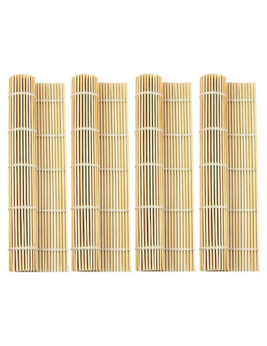Estera de Bambú Natural LEEPHONE para Sushi - 4 Unidades 24.13 cm