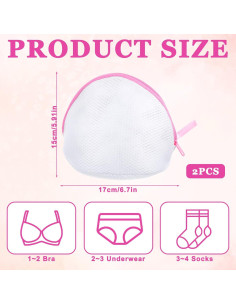 Bolsas de Lavado de Sujetadores Aysatogc 2 Piezas 17x15cm 2