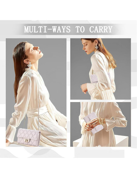 Bolso Cruzado Acolchado AUYKERUN Blanco Beige para Mujeres Bolso Cruzado Acolchado AUYKERUN Blanco Beige para Mujeres