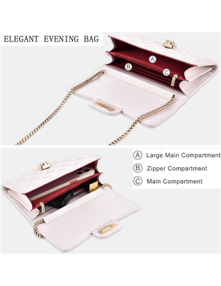 Bolso Cruzado Acolchado AUYKERUN Blanco Beige para Mujeres Bolso Cruzado Acolchado AUYKERUN Blanco Beige para Mujeres