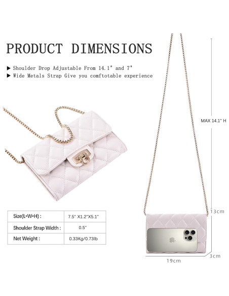 Bolso Cruzado Acolchado AUYKERUN Blanco Beige para Mujeres Bolso Cruzado Acolchado AUYKERUN Blanco Beige para Mujeres